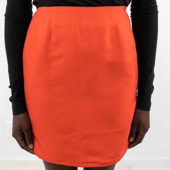 Vintage 90s XS Silk Wool Mini Skirt Valentines Red - Picture 1 of 7